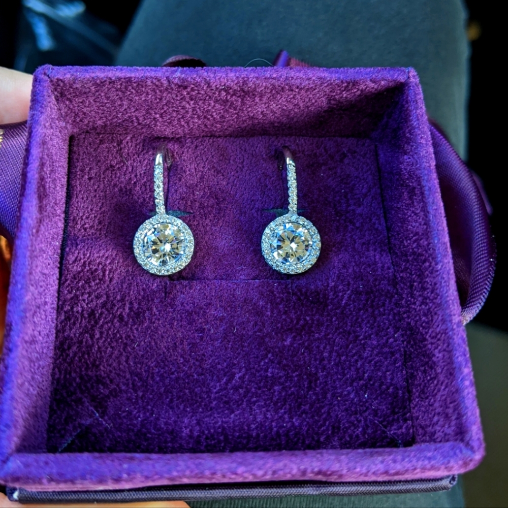 Sterling Silver crystal earrings with box & ribbon
